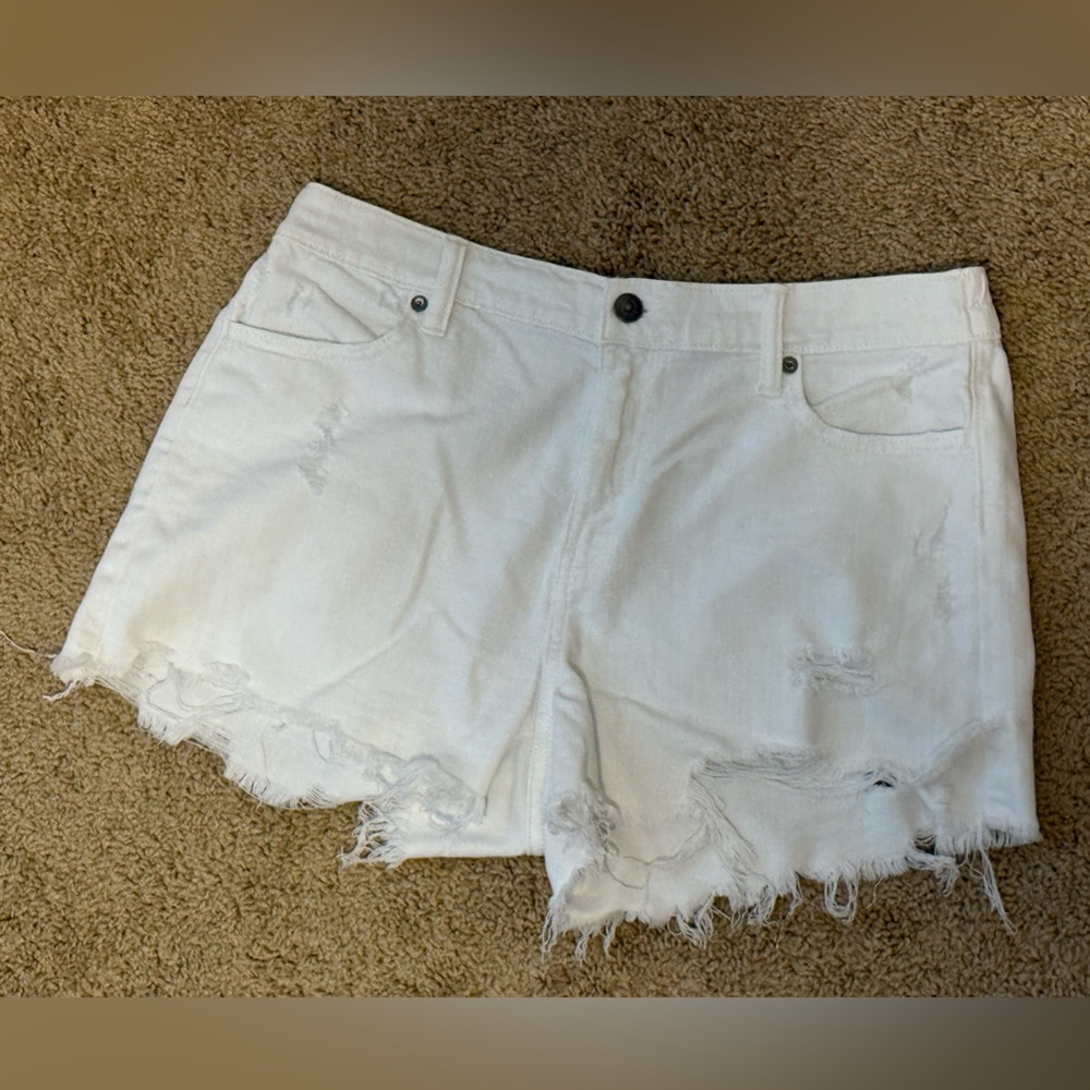 Aerie White Distressed Jean Shorts